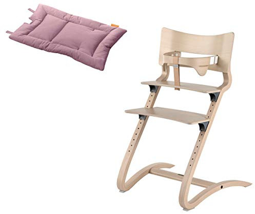 Leander Stuhl white wash - Hochstuhl - Kinderstuhl - Erwachsenenstuhl mit Babybügel + Kissen dusty rose