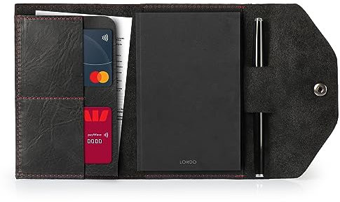 Londo Portfolio in Vera Pelle con Blocco Note e Chiusura a Scatto, per Affari, Ufficio e Viaggi – Cartella Elegante e Funzionale in Pelle di Alta Qualità