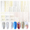 FLOFIA 12 Fogli Nastri Adesivi per Unghie Striping - Linee Autoadesive per French Nail Art - Decorazioni Fai da Te Accessori Manicure Oro e Argento