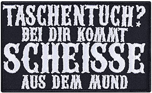 Lustiger Aufnäher Taschentuch? Bei dir kommt Scheiße aus dem Mund Aufbügler Biker Patch zum annähen/aufbügeln | Heavy Metal Sticker Applikation für Leder und alle Stoffe | 90x55mm