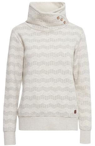 OXMO OXVernita Damen Pullover Sweater Sweatshirt mit Tubeneck Rippbünchen Baumwollmischung Regular fit, Größe:XL, Farbe:Oyster Grey Melange (201144)