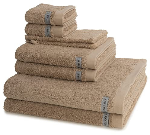 Ross - 8 teiliges Frottier-Set - Sinfonie (2 X Wasch- 2 X Gäste- 2 X Dusch- 2 X Handtuch im Set) - 500 g/m2 - Baumwolle - Walkfrottee - saugstark - weich und flauschig - Walnuss