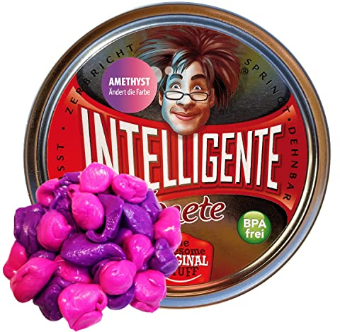 Intelligente Knete - Das Original! Amethyst - Ändert die Farbe bei Wärme - Kinderknete und Therapieknete in einem - besser als jeder Stressball! Für Kinder und Erwachsene (Große Dose, 80g)