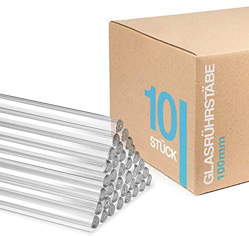 Tuuters 10x Rührstäbe aus Glas, Glasstab als Cocktailrührer, für Farben oder Labor (100 x Ø6mm)
