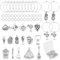 SUNNYCLUE 1 Box 16 Stück 16 Stile Weinglas Charm Ringe Bulk Food Wein Charms Silber Glasmacher Identifikation Edelstahl Kelch Glasanhänger Ringe Verkostung Party Dekoration Liefert Weinbevorzugungen