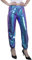 NewL Damen Metallic Glänzend Jogger Casual Holographische Farbe Streetwear Hose Hip Hop Mode Glatte Elastische Hose, blau, S
