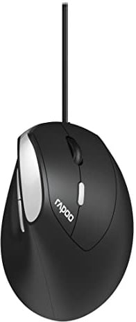 Rapoo EV200 Vertical Ergonomic Mouse - Vertikale Maus ergonomisch mit Kabel | 5 Tasten Vertikalmaus kabelgebunden USB-A, einstellbar bis 1600 dpi, schwarz