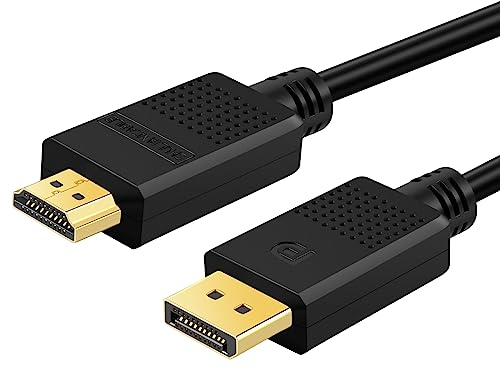 SHULIANCABLE 4K Câble DisplayPort vers HDMI, Adaptateur DisplayPort vers HDMI mâle vers mâle Cordon plaqué Or pour Lenovo, HP, DELL, AMD, NVIDIA (1.8M)