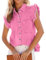 Chemisier d'été pour femme - Manches courtes - En jean - Élégant - Manches courtes - Pour l'été, Rose 02, M