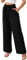 Actcat Damen Hosen Weite Gerade Geschnitten Palazzo Hose Hohe Taille Dehnbar Lounge Elegante Hose mit Taschen für legere Arbeit geeignet Damenhose Sommer luftig Sommer Hosen Damen locker,Schwarz