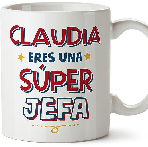 MUGFFINS Tazas Personalizadas para JEFA mujer - En Español - Eres Súper - 11 oz / 330 ml - Regalo Personalizable original y divertido