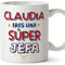 MUGFFINS Tazas Personalizadas para JEFA mujer - En Español - Eres Súper - 11 oz / 330 ml - Regalo Personalizable original y divertido