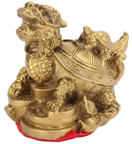 Cyrank Feng Shui Tortue Dragon, Figurine de Tortue Figurine de Collection en Laiton Dragon Chinois Tortue Statue Feng Shui Ornements pour la décoration de Bureau