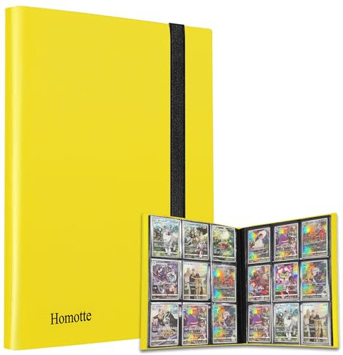 Sammelkarten Album, 9 Pocket 360 Karten Ordner, Sammelmappe karten Ordner, Hochwertiges Wasserdicht PU Leder Card Binder Sammelheft-Album für Sports TCG (Gelb) Geschenke für Jungen Kinder