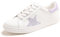 Feversole Women's Featured PU Leather Lace-Up Sneaker,Damen Sneaker Atmungsaktiv Turnschuhe Leicht Laufschuhe Sportschuhe Freizeitschuhe Klassisch Weißer Glitzer Flieder Stern EU39.5