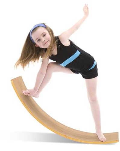 GYMAX Balance Board 90 x 30 cm, Balancierbrett aus Bambus, Wackelbrett für Gleichgewicht & Fitness, multifunktionales Kinderspielzeug bis 150kg Belastbar, für Kinder & Erwachsene