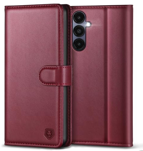 Handyhülle für Samsung Galaxy A15 5G / A15 4G Hülle, Premium PU Leder Galaxy A15 5G Klapphülle Brieftasche Kartenfach Ständer Magnet Handytasche Case Schutzhülle für Samsung Galaxy A15 - Weinrot