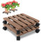 Ikodm 2X WPC Pflanzenroller Eckig 30 x 30 cm｜Blumenroller mit Rollen, Rolluntersetzer Tragkraft 80 kg｜Kübelroller für den Innen- und Außenbereich｜Rollbrett für Pflanzen, Blumentopf (Braun)