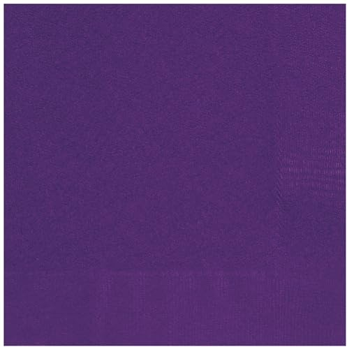 Unique 80622 - Serviettes en Papier - 16,5cm - Couleur Violet Intense, Paquet de 50 (Lot de 1)