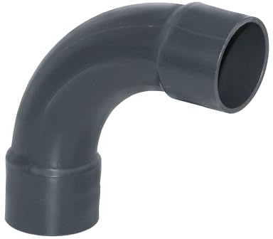 HAF 1x PVC Fittings Bogen 90° mit 50mm x 50mm | Klebemuffe x Klebemuffe | Winkelverbinder aus grauem PVC-U | PN16 für PVC Rohr, Poolfitting, Schwimmbad, Poolverrohrung, Druckleitung, Rohrleitung