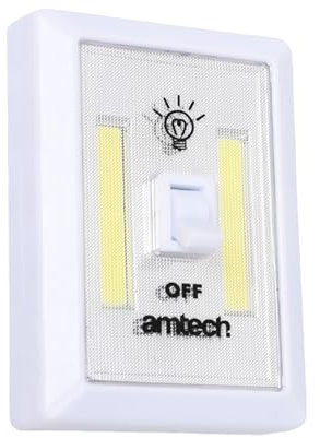 Amtech - Portable Switch Light for The Home, Garage, Shed and More, Powerful White LED Light with 240 Lumens, Easy to Install, Batteries Included