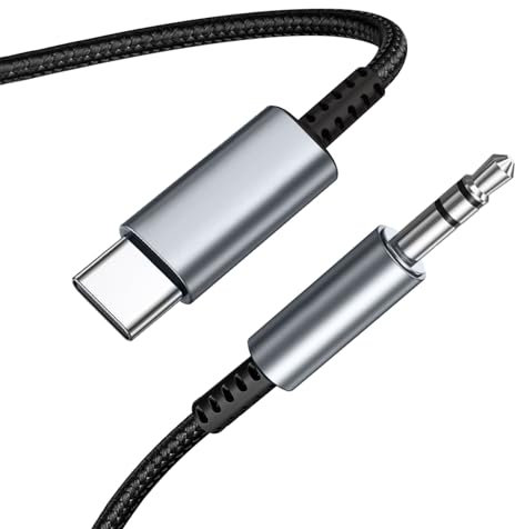 BORLTER CLAMP USB C to 3.5mm Jack Cable, Type C to Aux DAC HiFi Stereo Cord, 3.5mm Jack Headphone Adapter for Galaxy S20/S21, iPhone 15 Pro Max, iPad Pro, Pixel 2 3 4 XL etc 3.94ft