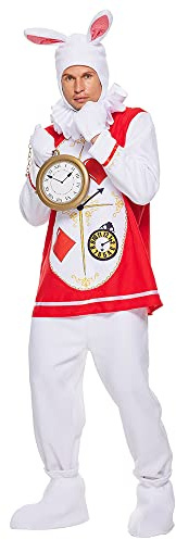 EraSpooky Hasen kostüm für Erwachsene Unisex Männer Frauen weißes Kaninchen Maskottchen Halloween Party Anzug
