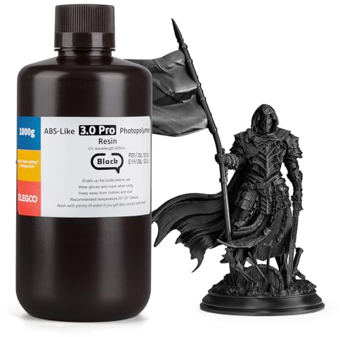 ELEGOO ABS-Like Resin 3.0 Pro, Harz für 3D-Drucker mit Höherer Kratzfestigkeit, 405nm UV Harz für MSLA/DLP/LCD-Drucker, Schnelle Aushärtung, Hohe Präzision, Nicht Spröde, Schwarz 1000g