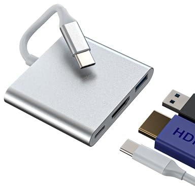Adattatore USB C HDMI 3.0 Multiport (3in1) Per Apple iPhone 15 MacBook iPad Type C Adapter Tipo C Cavo Ricarica DisplayPort 4K Digital AV OTG Splitter compatibile per Samsung TV Convertitore tp-3in1