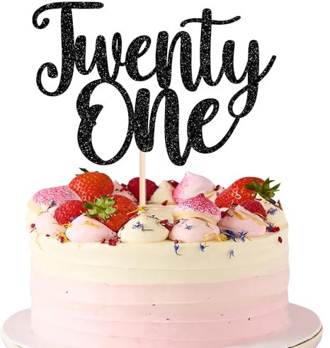 Xsstarmi 1 Pack Twenty One Cake Topper 21st Birthday Cake Topper Black 21st Birthday Decorations for Him Wedding Anniversary Birthday Party Cake Decorations