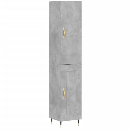 Annlera Buffet - Armoire haute - Armoire d'appoint - Armoire de rangement - Armoire pratique - Armoire sur pied - Moderne - Meuble pour salon - Gris béton - 34,5 x 34 x 180 cm