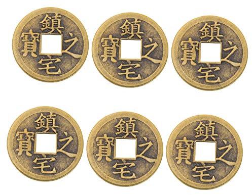 DRESSOOS 6 Pezzi Di Rame D'epoca Di Ricchezza Braccialetto Fascino Fai Da Te Moneta Preziosa Antica Moneta Cinese Arredamento Cineserie Feng Shui I-ching Ottone
