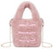 Meliyya Damen Fellimitat Schultertasche Mini Plüsch Umhängetasche Flauschige Handtasche mit Knoten Knöpfe Ketten Plüsch Griff, Rosa