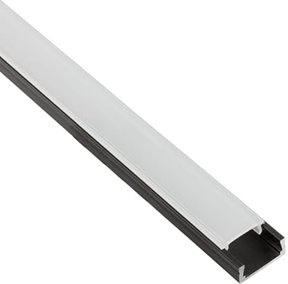 A15 LED Aluprofil Schwarz für LED-Streifen mit Abdeckung 2m milky | Für sauber eingelegte LED-Streifen mit geschützter Führung und gleichmäßiger Lichtverteilung, Abdeckung milky