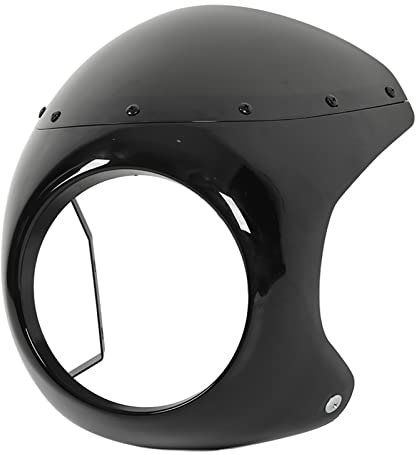 Cocoarm Motorcycle Headlight Fairing with less turbulence, fits most motorcycles, 7in round headlights, Front Windshield Cover for CB150 Bobber Chopper (Glossy Black)