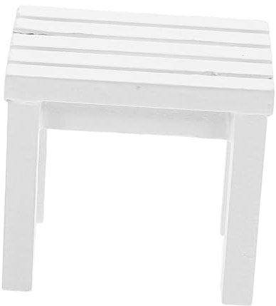 HEMOTON Miniatur-Parkstuhl gartenbank mini miniaturmöbel Deko für Puppenhaus Puppenstube Dekoration Puppenhaus Zubehör Miniatur-Hocker- Kleiner Hocker Miniatur-Möbelzubehör Holz Weiß