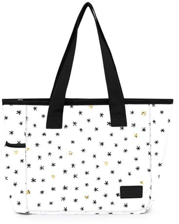 Nanxson Bolsa isotérmica para mujeres Hombres Fiambrera reutilizable Nevera impermeable Tote (7L,A-Negro Estrella)