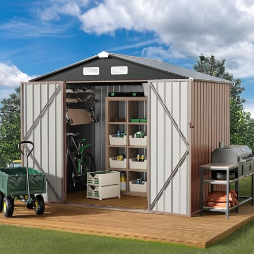 GVDV Outdoor Storage Shed, Garden Shed with Air Vent & Lockable Doors, 6 x 4 FT Durable Metal Outdoor Shed for Garden, Patio and Backyard, Waterproof Shelter for Tools, Bike