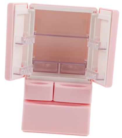 BESPORTBLE Scale Mini Dollhouse Refrigerator Pink Double Door Miniature Kitchen Furniture for Dollhouse DIY Friendly Creative Pretend Play Accessory Compatible with Tiny and