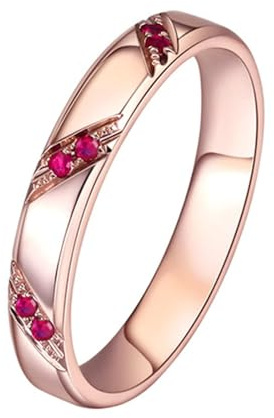 KnSam Echter Schmuck Eheringe Gelbgold 18K 750, Rubin Partnerringe Klassiker Rot, Hochzeitsring Au750 Gold, Gr.58 (18.5)