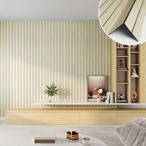 Yenhome Epaisseur Papier Peint Adhesif Chêne Clair 60x300cm Panneau Mural Decoratif Bois Chêne Clair Chambre à Coucher Salle de Bain Imperméable Revetement Mural Bois Adhesif Salon Lamelles 3D Motif
