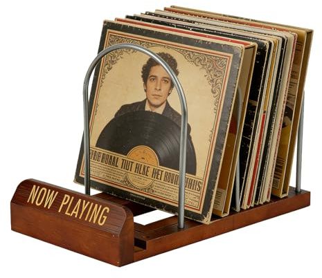 Now Playing Vinyl Record Holder Storage Fits 50 LPs,Adjustable Dividers | Expandable Album Display Rack for Turntables, Books, Magazines & Record Collectors