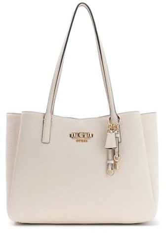 GUESS borsa a tracolla laptop bag con scomparto per laptop Anise Multi Compartment Tote Stone Logo avorio