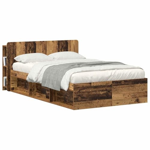 vidaXL Kopfteil Schrank mit Speicher Altholz Holzwerkstoff, Stylischer U-förmiger Holz-Kopfbereich, Multifunktionale Kommode, Moderne Möbel, Organisierer, Stauraumlösung