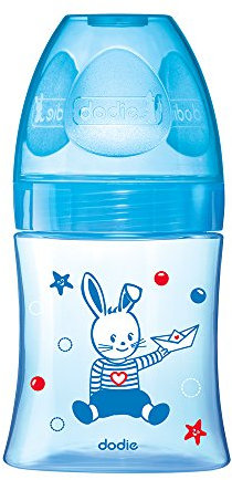 Dodie-Biberon Initiation 150ml BLEU BATEAU 0-6 mois tétine ronde 3 vitesses débit 1