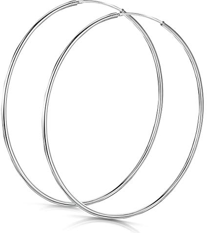 Amberta® 925 Sterling Silber Edle Ringe Mit Geschlossener Ring – Kleine Runde Kreolen Ohrringe - Durchmesser: 20 30 40 60 75 (60)