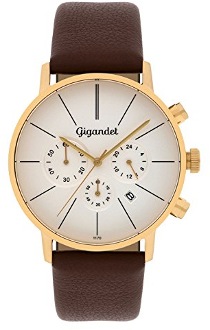 Gigandet Minimalism Herren-Armbanduhr Chronograph Quarz Analog mit Lederarmband G32-003