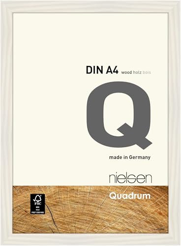 nielsen Bilderrahmen, 21 x 29,7 cm (A4), Holz, Weiß, Dokumentenrahmen zum Aufhängen im Hoch- & Querformat, Echtglas, Quadrum