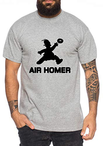 Air Homer Camiseta de Hombre Cool Fun-Shirt, Farbe2:Gris Brezo, Größe2:Medium