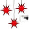 Dekohelden24 3er Set Weihnachtssterne aus Kunststoff in rot, inkl. LED Beleuchtung und Adapter, für Innen und Außen geeignet. Maße je Stern L/B/H: 13,5 x 5,5 x 12 cm.